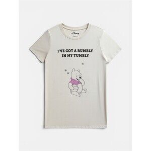 Disney Winnie the Pooh Rumbly in My Tumbly Graphic Tee Cream Short Sleeve Large